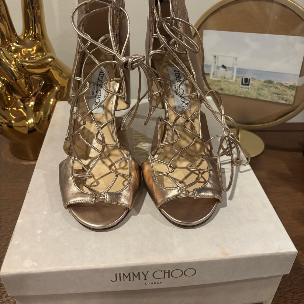 Jimmy Choo Metallic Lace-Up Heels